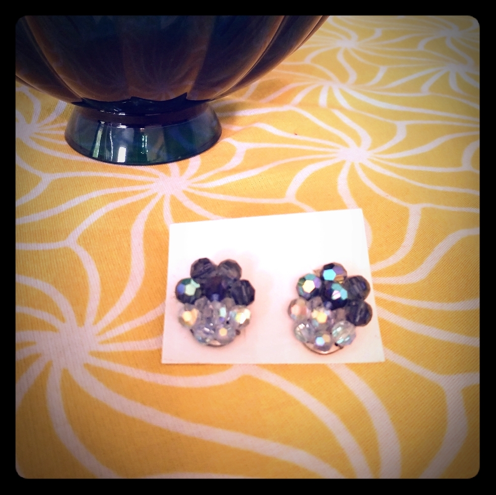 Handmade Iridescent Cluster Clip Ons